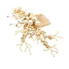 Headpieces O384 Handmade Customized Woman Threading Pearl Bridal Hair Comb Hairclip Pine Branch Style Gold Wedding