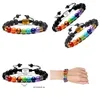 Yoga perlé fait à la main 7 Chakra Arbre de vie Bracelets de charme Pierres de lave Mticolor Perles Corde Bracelet Femmes Hommes Bracelets Dro Dhxlh