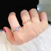 Band Rings Rose Gold Color Six Prongs Big Shiny Zircon Lover Engagement Ring Fahion Accessories Gift For Lover Friend Girl Girl Girl Par Mum Z0327