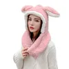 Beanies Beanie/ Skull Caps Movable Ear Hat w/ Scarf2 in 1 Furry Hoodies女性のための甘いヘッドバンド