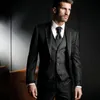 Abiti da uomo Blazer Nero Slim Fit Smoking per lo sposo Matrimonio Prom Uomo 3 pezzi Giacca Gilet Pantaloni Set Giacca formale da festa Masculino Costume H