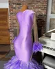 2023 Arabiska ASO EBI Lavender Mermaid Prom Dresses Beaded Crystals Feather Formal Party Second Reception Birthday Engagement Gowns Dress ZJ2200