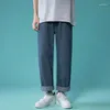 Heren jeans herfst 2023 straatmode losse Koreaanse rechte been broek merk kleding lichtblauw