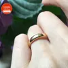 Band Rings YANHUI Real Pure Gold Color Rings For Women And Men Simple Couple Ring Smooth Wedding Band For Lovers JR050 G230327