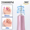 Nail Art Equipment 3 in 1 Nail Drill Machine 35000 RPM Wireless Rechargeable Manicure Machine for Polisher Pedicure Electric Drill With Nail Dryer 230325