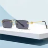Luxe ontwerper mode zonnebril 20% korting op frameloze vierkante C-type plaatpoten optische kaderglazen