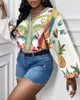 Bluzki damskie 2023 Kwiatowy nadruk Zwycięska luźna bluzka z długim rękawem Boho Beach Casual Spring Summer Woman Blusas Mujer