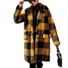 Women's Wool & Blends Oversized Woolen Coats Autumn Winter Warm Turn Down Collar Long Sleeve Plaid Pocket Cardigan Overcoat WDC9710