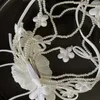 Kopfbedeckungen Braut weiße Satinblüte Haarklammern Pearl Tiara Sen Hand Blütenblatt Rebe Kopfstück Schmuck Schmuck