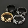 18mm gótico viking lobo crânio leão link link bracelete masculino de ouro vintage prateado preto aço inoxidável calça de bicicleta de malha dupla de malha dupla jóias de pulso