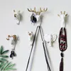 Hooks Rails Creative Retro Animal Head Wall Decoration Antler Hanger Free Punch Hanging Hook 230327