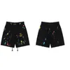 Brand shorts women men shorts designer shorts GD speckled ink hand-painted printing casual terry mens shorts hip hop drawstring straight pants unisex shorts black XL