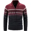 Herrtröjor Vinterstativ krage cardigan Men's Casual Loose Coat Fleece tjock ull stickad tröja lutande ficklåsare