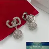 Großhandel Frauen Überzogene Designer Ohr Stud Ohrringe Marke Designer Geometrie Buchstaben Kristall Strass Ohrring Hochzeit Party Schmuck