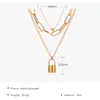 Colares de pingentes de coração de bloqueio de plin-camada de Bohemia para mulheres moda 3 Chain de link em camadas Chapes de joias de festa feminina