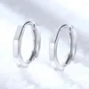 Hoop Earrings Korean Simple Black Huggie Hexagon Silver Color For Women Men Unisex Charms Trendy Designer Luxury Jewelry