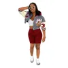 Neue 2024 Designer Baseball Uniform Trainingsanzüge Frauen Zweiteilige Sets Sommer Kurzarm Kapuzenjacke und Shorts Casual Print Outfits Sportswear Kleidung 9587