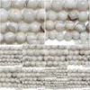 Pierre 8Mm Agates folles blanches naturelles perles rondes en vrac 4 6 8 10 Mm taille de choix pour la fabrication de bijoux livraison directe 202 Dsx