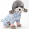 Собачья одежда полосы собачья одежда для кошачья комбинезон с высоким воротником с длинным рукавом с длинным рукавом с 4 леги