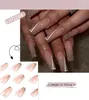 Faux Ongles 3D Faux Ensemble Appuyez Sur Ongle Conseils De Cercueil Français DIY Manucure Fournitures Glitter Nude Acrylique Nail Kit