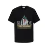 Rhude Flag Sailing Printing High Street Street Flouds Men and Women Summer Round Neck Sleeve Thirt Thirt There Overid