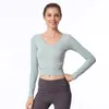 Yoga Tenues Chemise Femmes À Manches Longues Gym Crop Top Breathbale Tops D'entraînement Fitness Vêtements Flex Sports Chemises Dos Nu Dames S-L