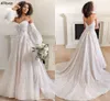 Mangas de lanterna removível Uma linha Vestidos de noiva Plus Tamanho Sweetheart Sexy lombalada Boho Country Vestidos de noiva Longo Tulle Lace Aplique Maternidade Vestidos cl2090