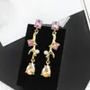 Dangle Earrings Elegant And Stylish Golden Twigs Vine-shaped Pendant Inlaid Rose Rhinestone Imitation Pearls Glamour Jewelry