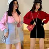 Casual Dresses Women's Sweet Dress Korean Fashion Hooded Color Stitching Slim