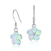 Dangle Earrings Trendy Silver Plated 5 Colors Leaf Shape Opalite Opal For Women Party Gift Jewelry