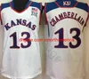 NCAA Kansas Jay College Joel # 21 Embiid Camisa Josh 11 Jackson Andrew 22 Wiggins Paul 34 Pierce Wilt 13 Chamberlain Basquete Jerseys