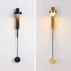 Wall Lamp LED Knob Switc Modern Minimalist Indoor 9W Light Surface Mounted Bedside Sconce Black Golden Aisle Lighting