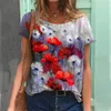 Dames T-shirt T-shirts Mode Bloemen Thema T-shirt Planten Tees Zomerkleding Basic Vrouwelijke Tops 3D Print Losse Trui 230327