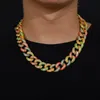 Set di gioielli con bracciale e collana a catena a maglia cubana Hip Hop da 18 mm, regalo colorato placcato oro reale 18 carati per uomo