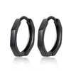 Hoop Earrings Korean Simple Black Huggie Hexagon Silver Color For Women Men Unisex Charms Trendy Designer Luxury Jewelry