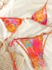 Женские купальники с твердым цветом купальники Женщины купальники пляжные пляжные бикини с тремя частями сексуально бикини набор лето -саронг Micro Biquini 230327