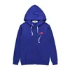 남자 후드 셔츠 디자이너 남자의 후드 com des garcons 재생 스웨트 셔츠 cdg red heart zip jip up hoodie 브랜드 네이비 블루 사이즈 XL