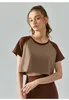 ll Women Yoga Outfit Short Sleeve Sports Crew Neck Crop Top andas Sömlös Fintness Gym T Shirt Summer ADST541 LL875