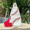 outdoor new baseball stitching bags baseball bling bag mesh handle Shoulder Bag stitched print Tote HandBag Canvas Sport Travel Beach