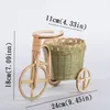 Storage Boxes Bins Mini Bamboo Handmade Woven Wicker Straw Basket Rattan for Fruit Food Bread Organizer Bicycle Art Crafts Kitchen Desk Decoration 230327