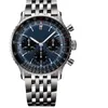 Designeruhr Navitimer 904L Edelstahl Gleitverschluss Lederuhr Saphirglas Spiegeloberfläche Montre Luxe wasserdichte Armbanduhr versilbert sb054 C4