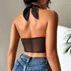 Damestanks zomer criss kruis halter tanktops dames mouwloze uitsparing sexy crop club slijtage streetwear