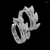 Серьги обручи ланьика медь три бабочка Earr Ring Micro Pave Циркон для женщин свадебный банкет ежедневно модные классические ювелирные изделия