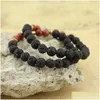 Beaded Lava Stone Yoga Energy Bracelet Antique Gold Sier Hamsa Hand Fashion Jewelry Accessories For Women Men Drop Delivery Dhews