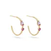 Hoop Earrings & Huggie 925 Sterling Silver Minimal Delicate Colorful CZ Earring Paved Red Cubic Zirconia Multi Piercing Gold Plated