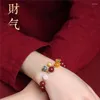 Bangle Chinese Elegant Lady Cinnabar Bracelet Fashion Fortune Lucky Charm Red Boutique Jewelry Girlfriend Gift