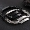 Cool Or Noir Biker Lien Bracelet Pour Hommes Vintage Brosse Argent En Acier Inoxydable 316L Byzantine Chaîne Lame Bracelets Bracelets Homme Bijoux