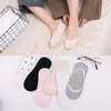 Femmes chaussettes 5 paires Invisible été antidérapant Silicone respirant filles bateau chaussette Meias couleur unie mignon femme coton Sox