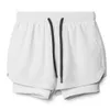 Herren-Shorts, Herren, 2-in-1, Streetwear, Fitness-Shorts, weiß, atmungsaktiv, Jogger-Shorts, Fitnessstudios, Bodybuilding, schnell trocknend, Freizeit-Laufshorts, S-XXL, W0327