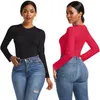 Womens Jumpsuits Rompers 13 Colors Long Sleeve O Neck Casual Bodysuit Women Body Tops White Black Nude Red Party Bandage Bodycon Romper Body suit Jumper 230327